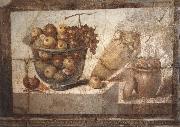unknow artist Kristallschussel with fruits Wandschmuch out of the villa di Boscoreale Germany oil painting reproduction